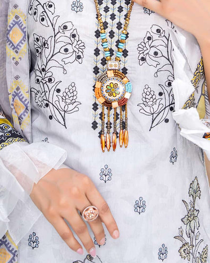 Seasonal- 01 - Printed Viscose - Embroidered - 3pc