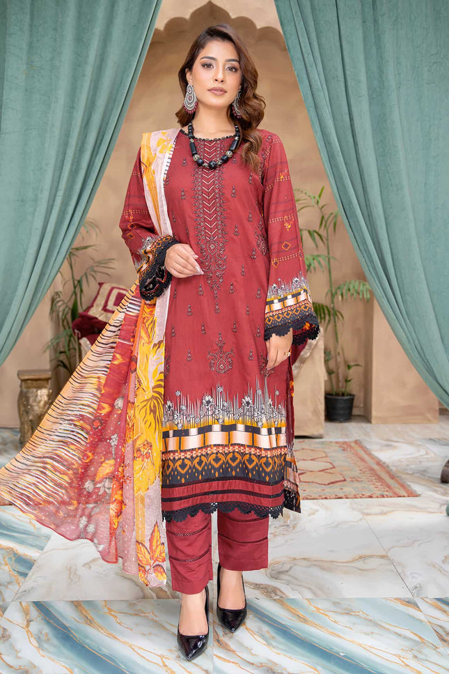 Seasonal- 02 - Printed Viscose - Embroidered - 3pc