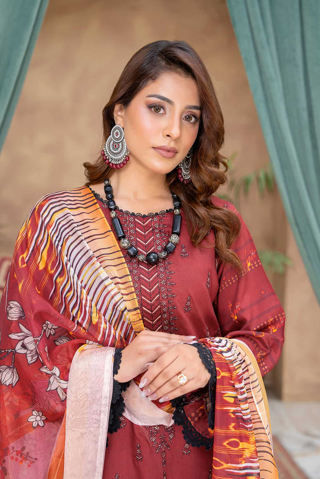Seasonal- 02 - Printed Viscose - Embroidered - 3pc
