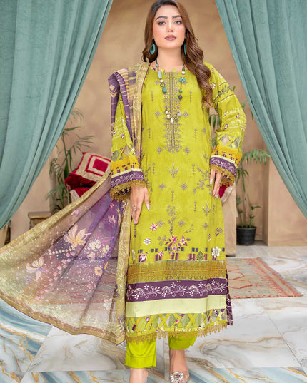 Seasonal- 03 - Printed Viscose - Embroidered - 3pc