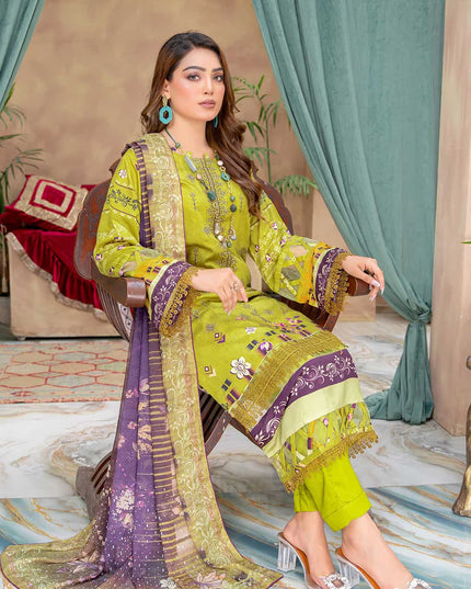 Seasonal- 03 - Printed Viscose - Embroidered - 3pc
