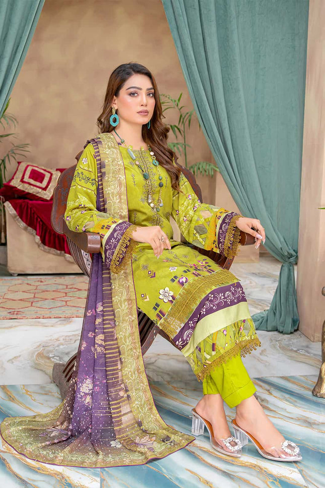 Seasonal- 03 - Printed Viscose - Embroidered - 3pc