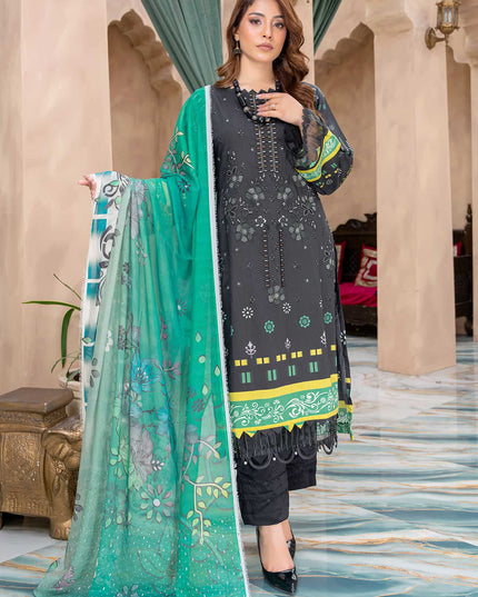 Seasonal- 04 - Printed Viscose - Embroidered - 3pc