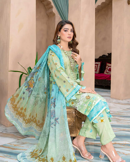 Seasonal- 05 - Printed Viscose - Embroidered - 3pc