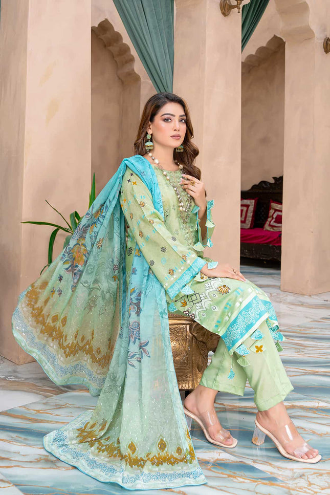 Seasonal- 05 - Printed Viscose - Embroidered - 3pc