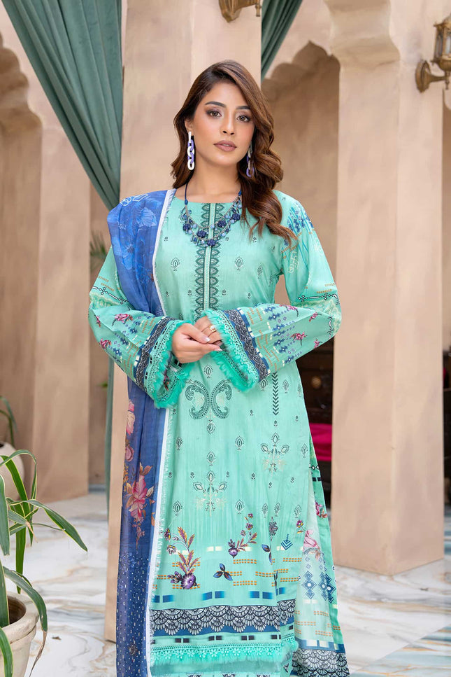 Seasonal- 06 - Printed Viscose - Embroidered - 3pc