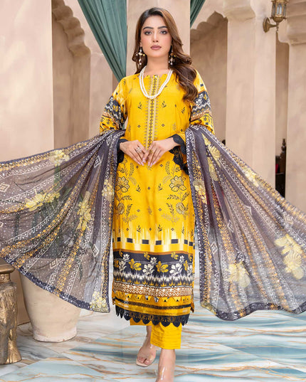 Seasonal- 07 - Printed Viscose - Embroidered - 3pc