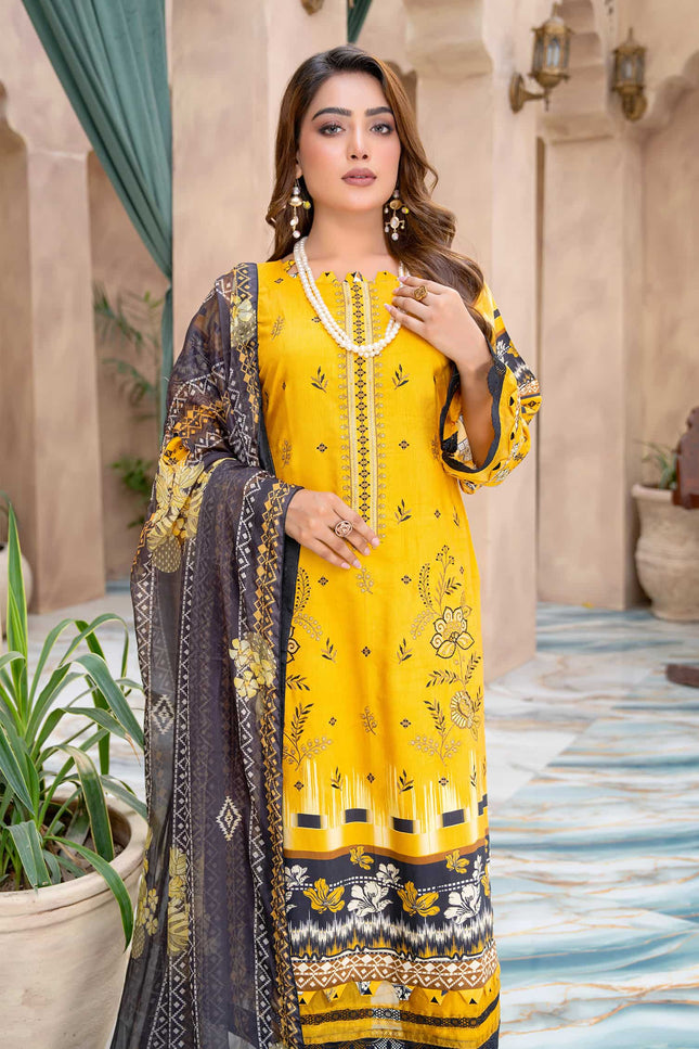 Seasonal- 07 - Printed Viscose - Embroidered - 3pc