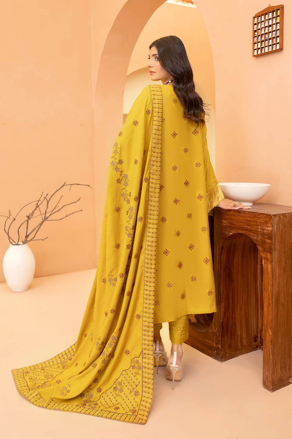 Marigold 3Pc - Embroidered Dhanak Dress