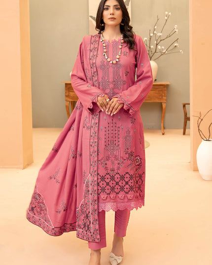 Mauvepink 3pc - Embroidered Dhanak Dress
