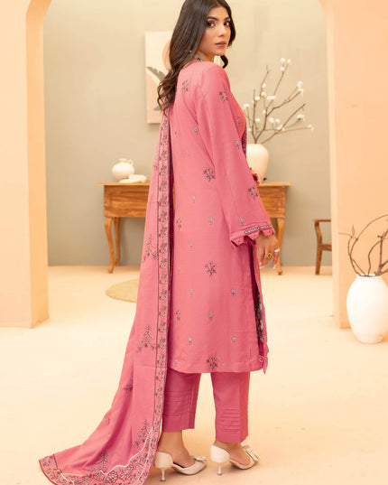 Mauvepink 3pc - Embroidered Dhanak Dress