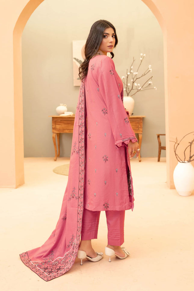 Seasonal 3pc - Embroidered Dhanak Dress