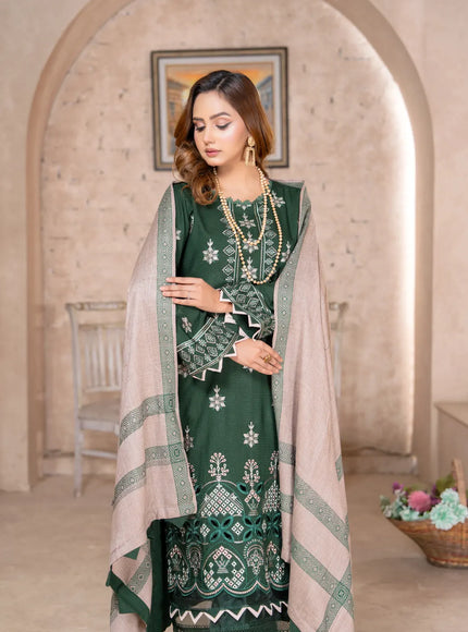 DHANAK WITH PASHMINA SHAWL - 3PC - 18302