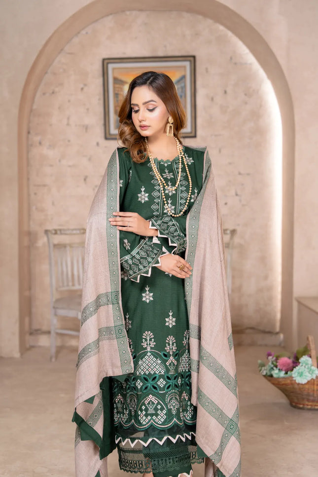 DHANAK WITH PASHMINA SHAWL - 3PC - 18302