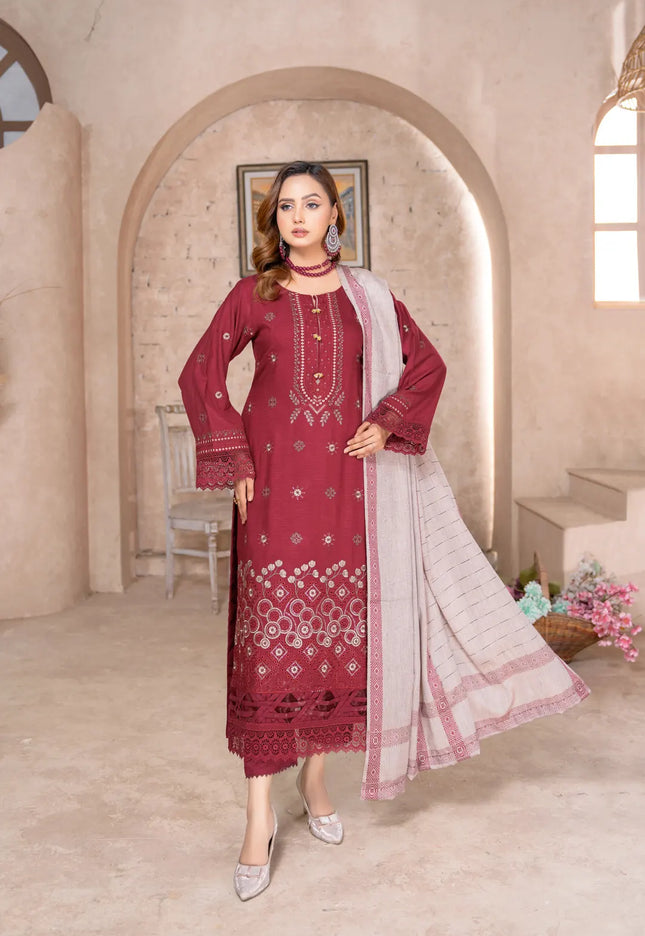 DHANAK WITH PASHMINA SHAWL - 3PC - 18303
