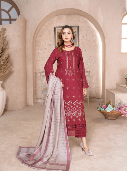 DHANAK WITH PASHMINA SHAWL - 3PC - 18303