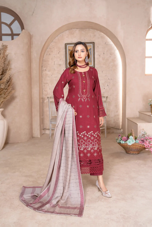 DHANAK WITH PASHMINA SHAWL - 3PC - 18303
