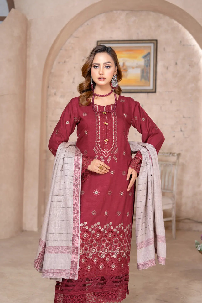 DHANAK WITH PASHMINA SHAWL - 3PC - 18303
