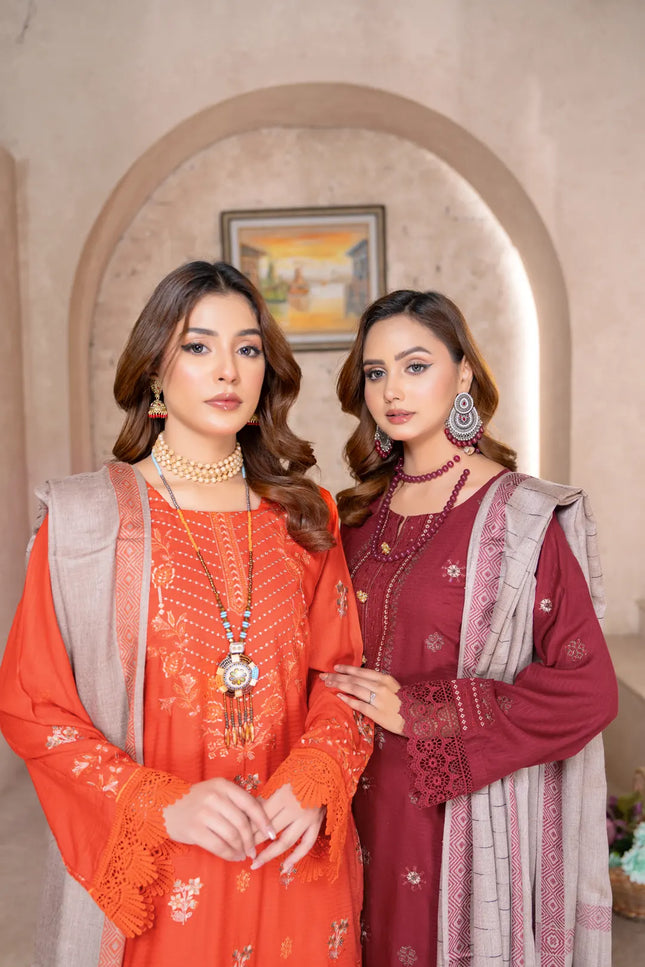 DHANAK WITH PASHMINA SHAWL - 3PC - 18303