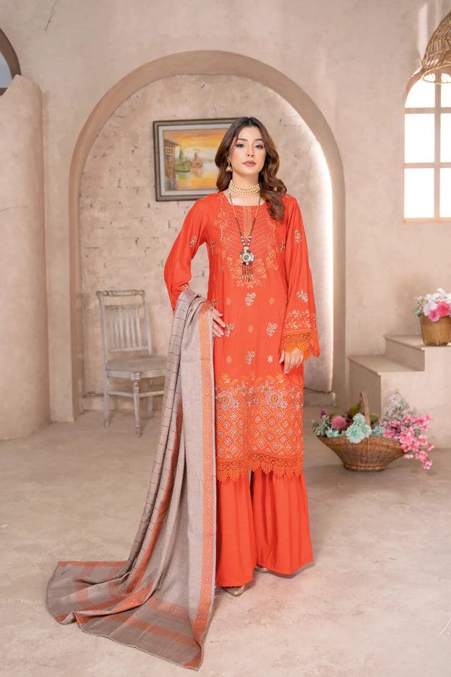 DHANAK WITH PASHMINA SHAWL - 3PC - 18304