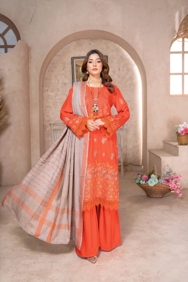 DHANAK WITH PASHMINA SHAWL - 3PC - 18304