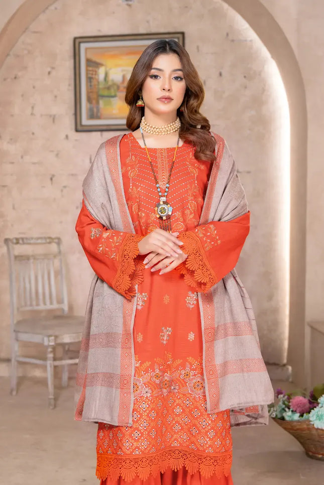 DHANAK WITH PASHMINA SHAWL - 3PC - 18304