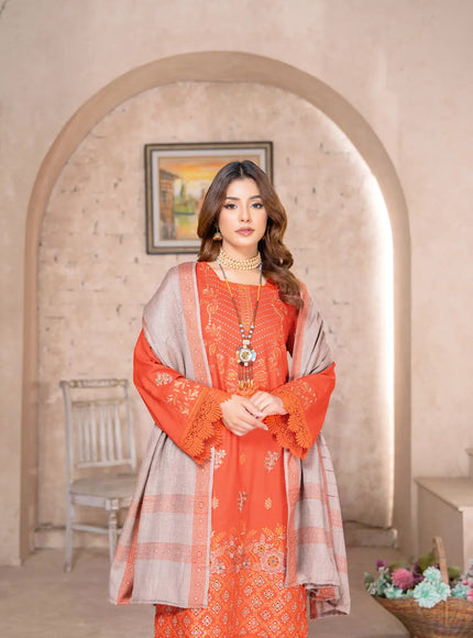 DHANAK WITH PASHMINA SHAWL - 3PC - 18304