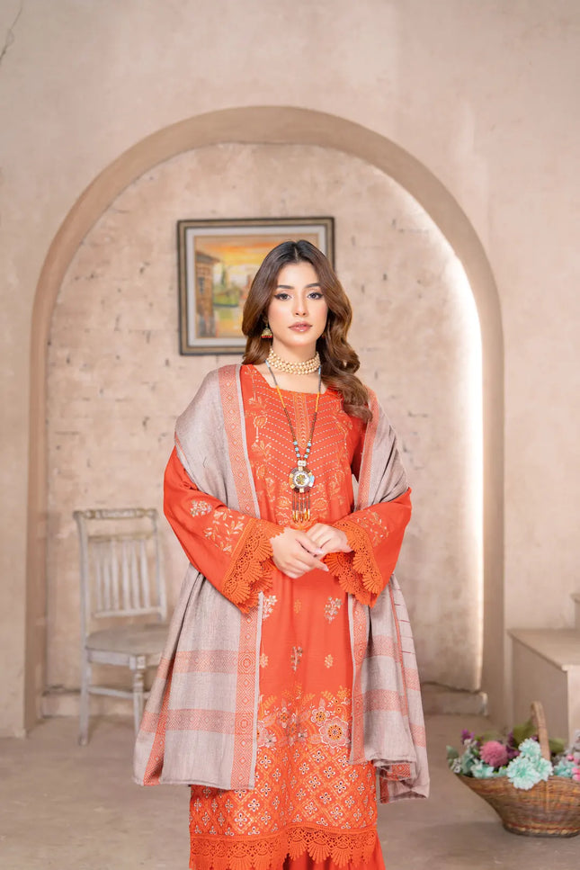 DHANAK WITH PASHMINA SHAWL - 3PC - 18304