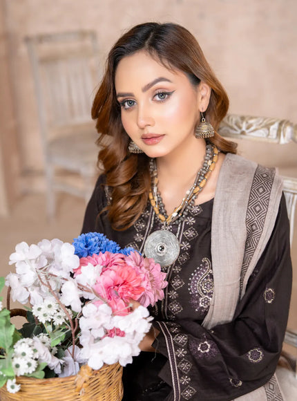 DHANAK WITH PASHMINA SHAWL - 3PC - 18301
