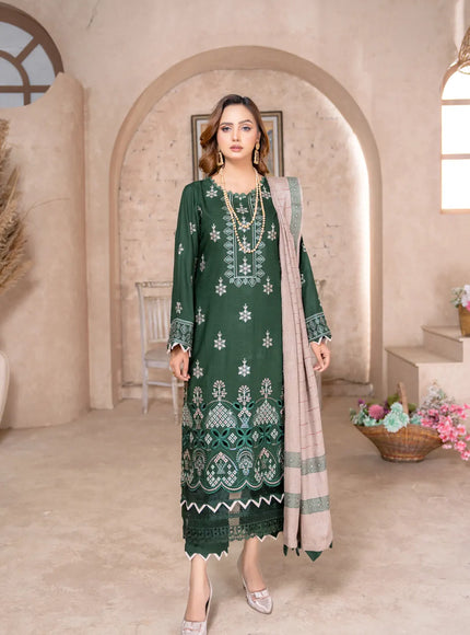 DHANAK WITH PASHMINA SHAWL - 3PC - 18302