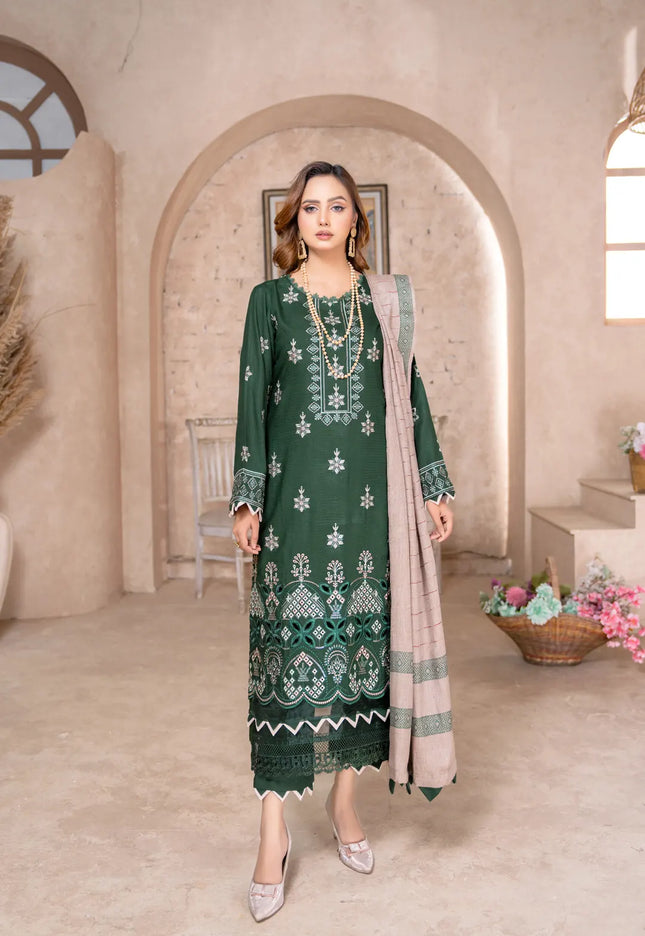 DHANAK WITH PASHMINA SHAWL - 3PC - 18302