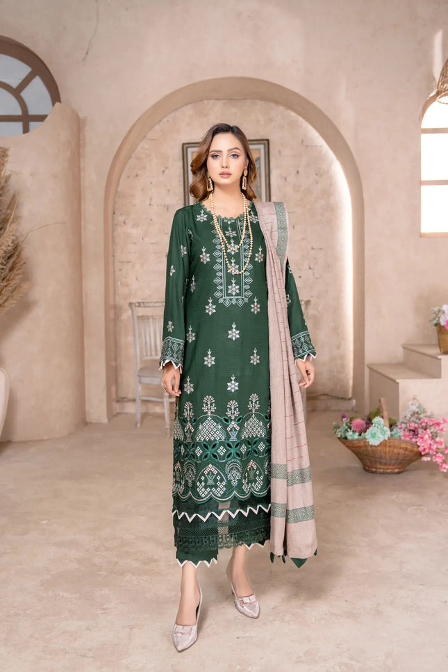 DHANAK WITH PASHMINA SHAWL - 3PC - 18302