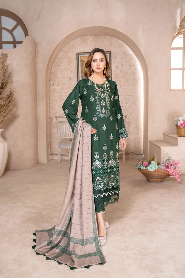 DHANAK WITH PASHMINA SHAWL - 3PC - 18302